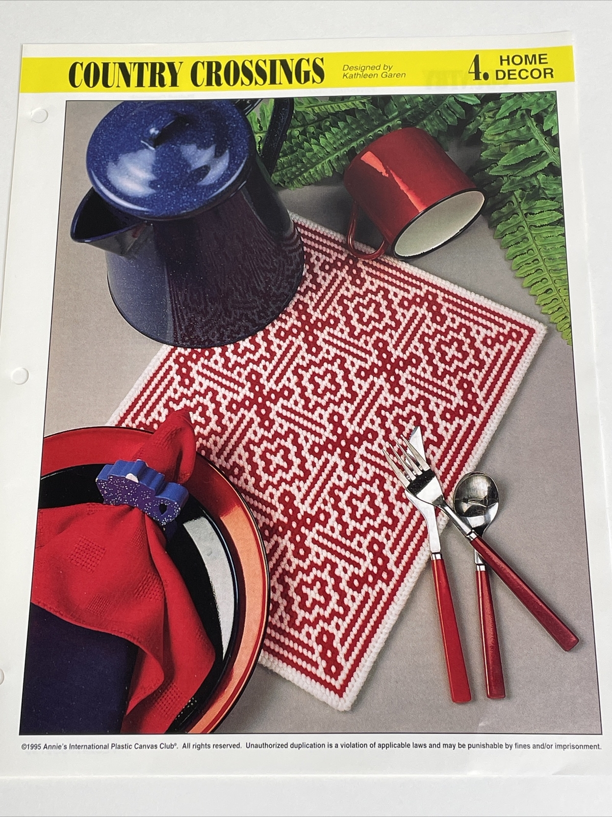 Annie's Attic Country Crossings Place Mat Plastic Canvas Pattern