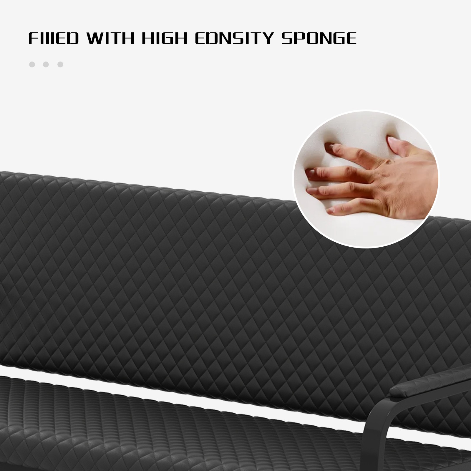 Black Waiting Chair Guest Reception Seating Bench Barbershop Beauty Salon Office