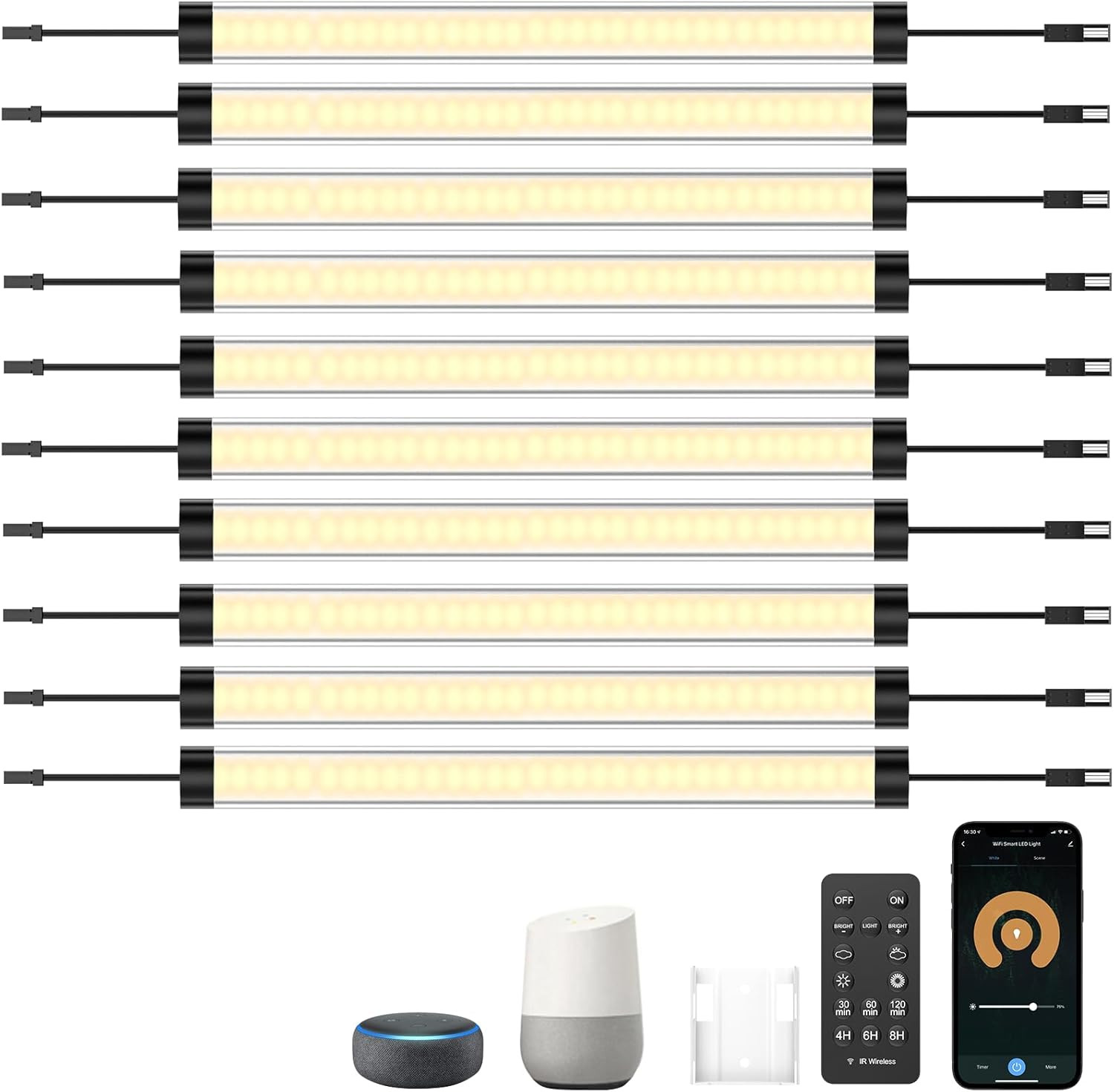 under Cabinet Lights Plug in 10 Pack,11Inch Ultra Thin LED Dimmable Closet Light