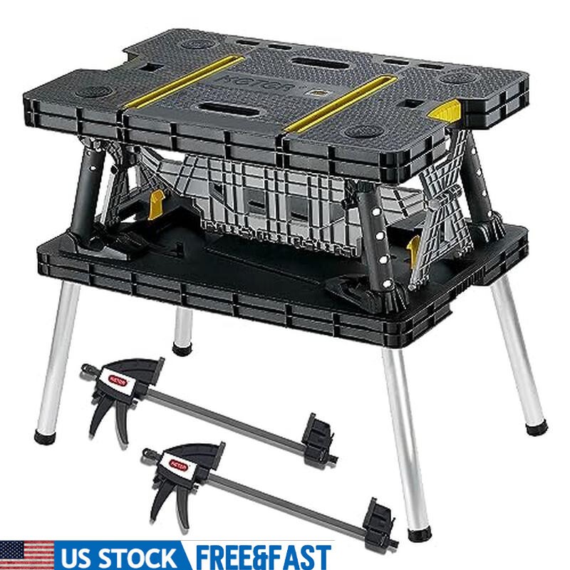 Portable Workbench Folding Table 12 Inch Clamps Heavy Duty Instant Setup New