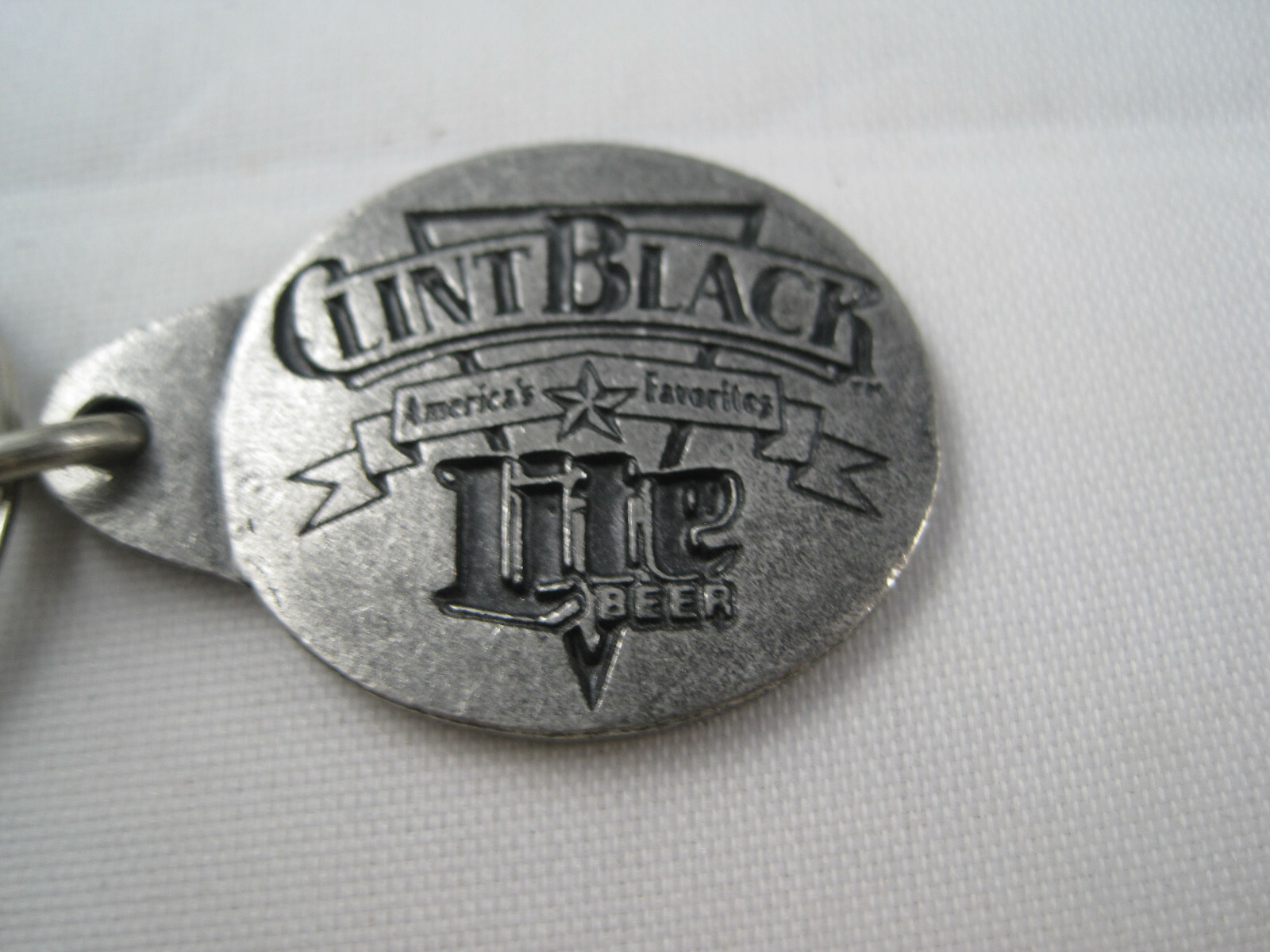 1" Clint Black Miller Lite Tour Made In The U.S.A. Pewter Keychain Country Music