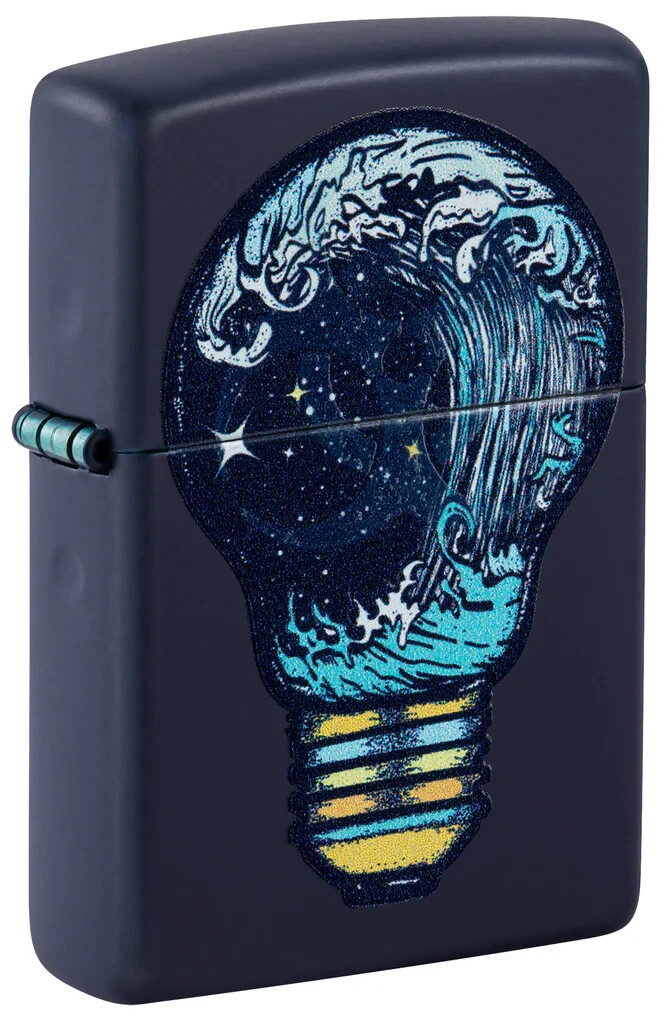 Zippo 46143, Black Light Toxic Waves Design Lighter, Navy Matte Finish, NEW