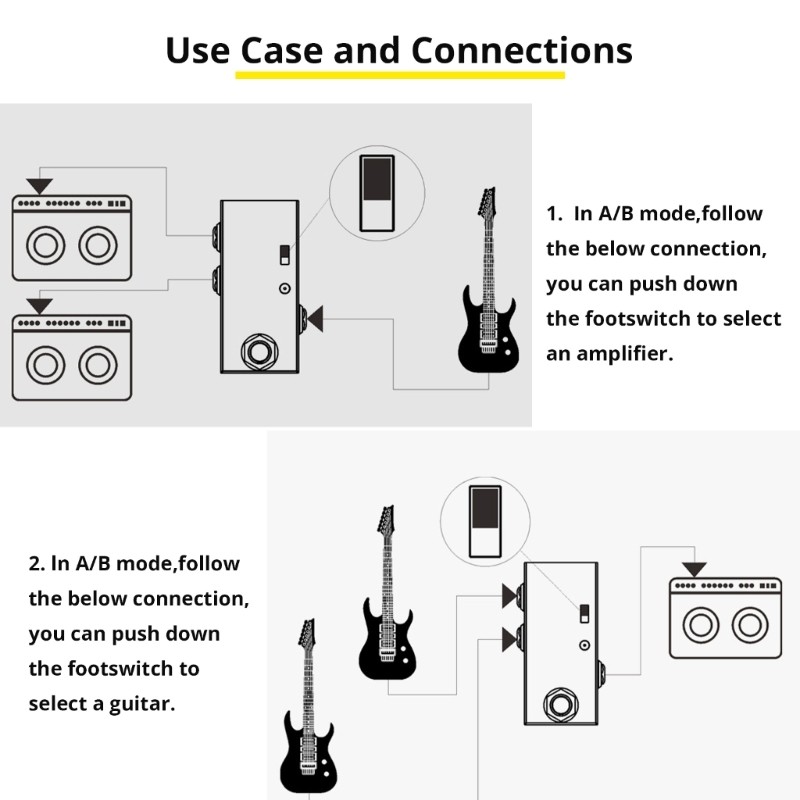 ABY Line Selector AB Switches Small Guitar Effect Pedal True Bypass Enduring