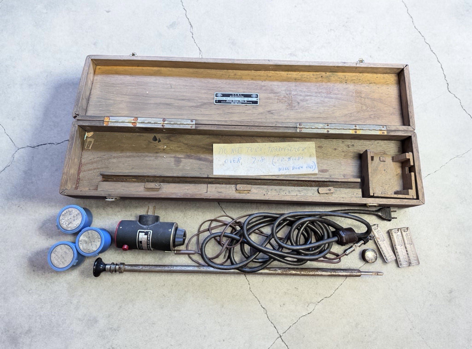 Vintage American Cystoscope Wappler Borescope A.C.M.I.  B-87A W/ Wood Case
