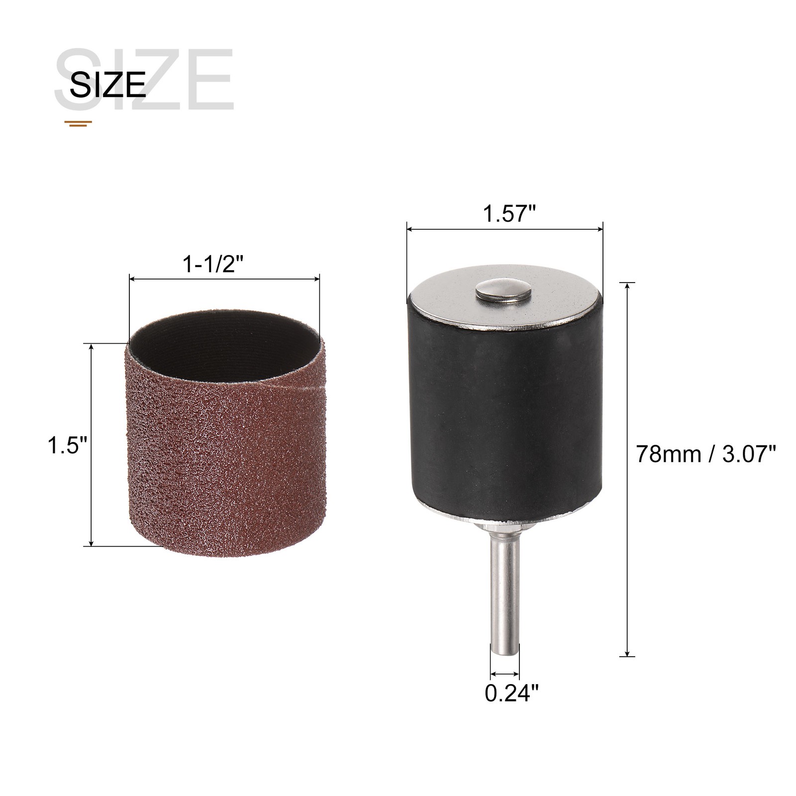 30 Pcs 1-1/2 Inch Sanding Sleeves Set 80 Grit with 2 Pcs 6mm Mandrels
