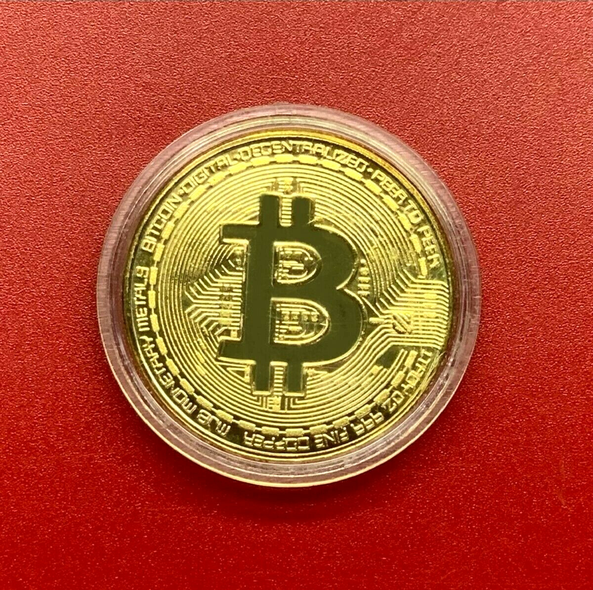 1 pc Gold Plated Bitcoin Coins Commemorative Collectors Coin two sides NEW!