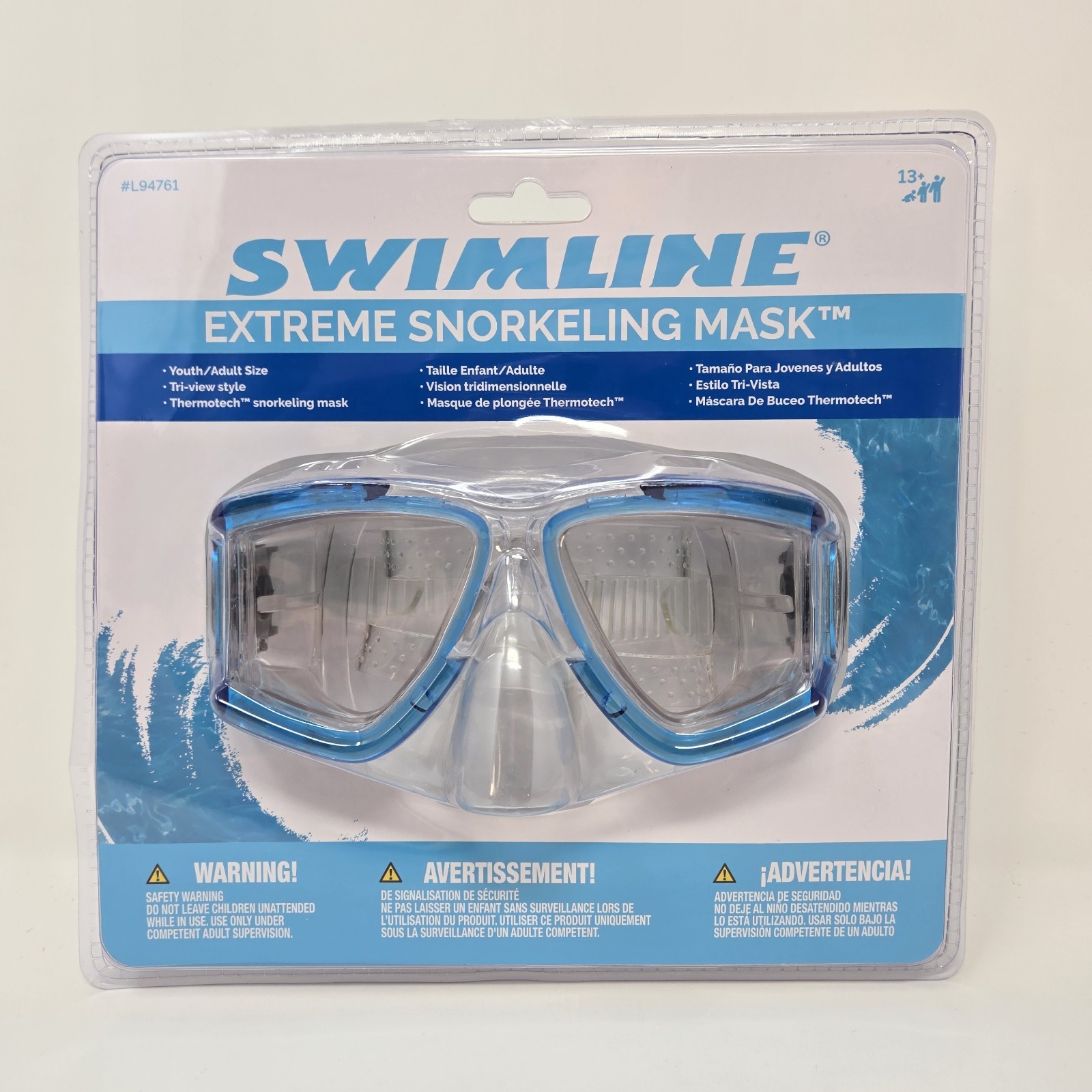 Swimline Extreme Snorkeling Mask Blue Trim Youth/Adult NEW Sealed
