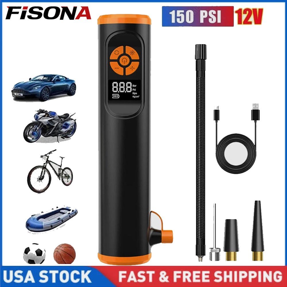 150 PSI Car Tire Inflator Motorcycle Air Pump Compressor Portable Rechargeable