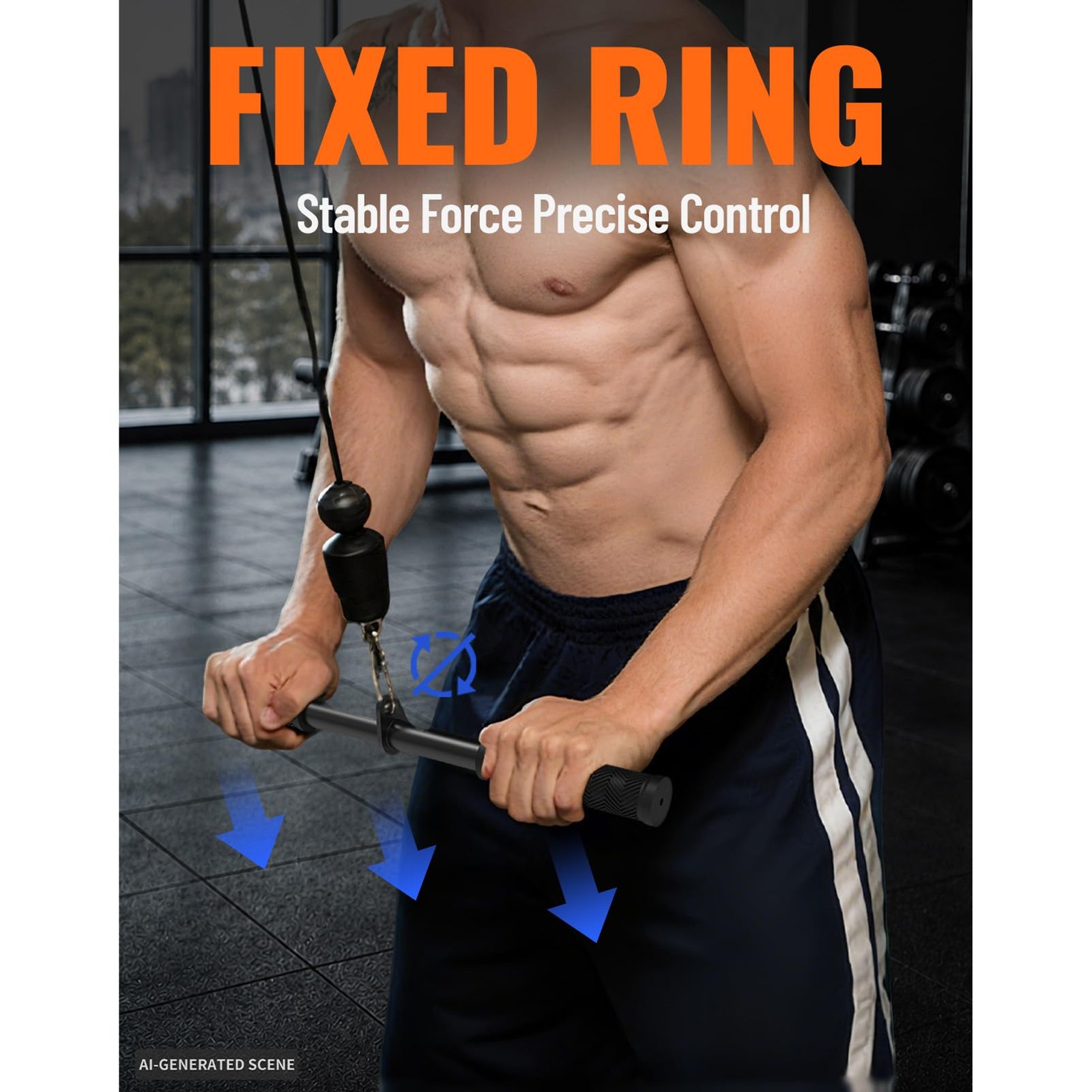Straight Bar Cable Attachment, Non-Slip Tricep Bar for Tricep Pull Down, LAT Pul