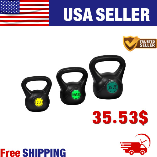 Adjustable Kettlebell Set 5-15LB Sand Filled Home Gym Strength Training Fitness