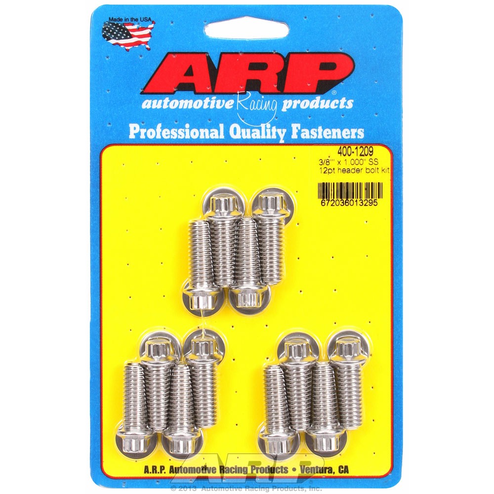 ARP Header Bolt Kit 400-1209; Small Head 3/8 x 1 in. Stainless 12pt 12pcs