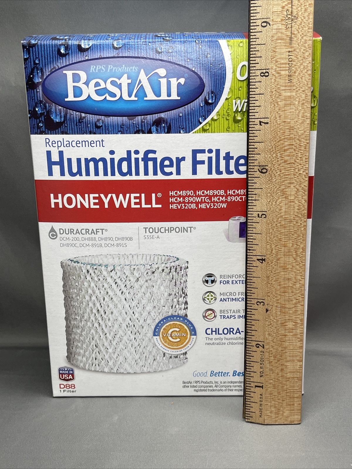 BestAir D88 Humidifier Replacement Filter NIB Chlora-Clear Antimicrobial