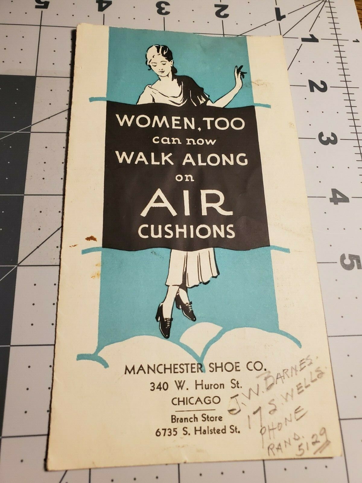 Women, too can now walk along on Air Cushions. Manchester Shoe Co.1932