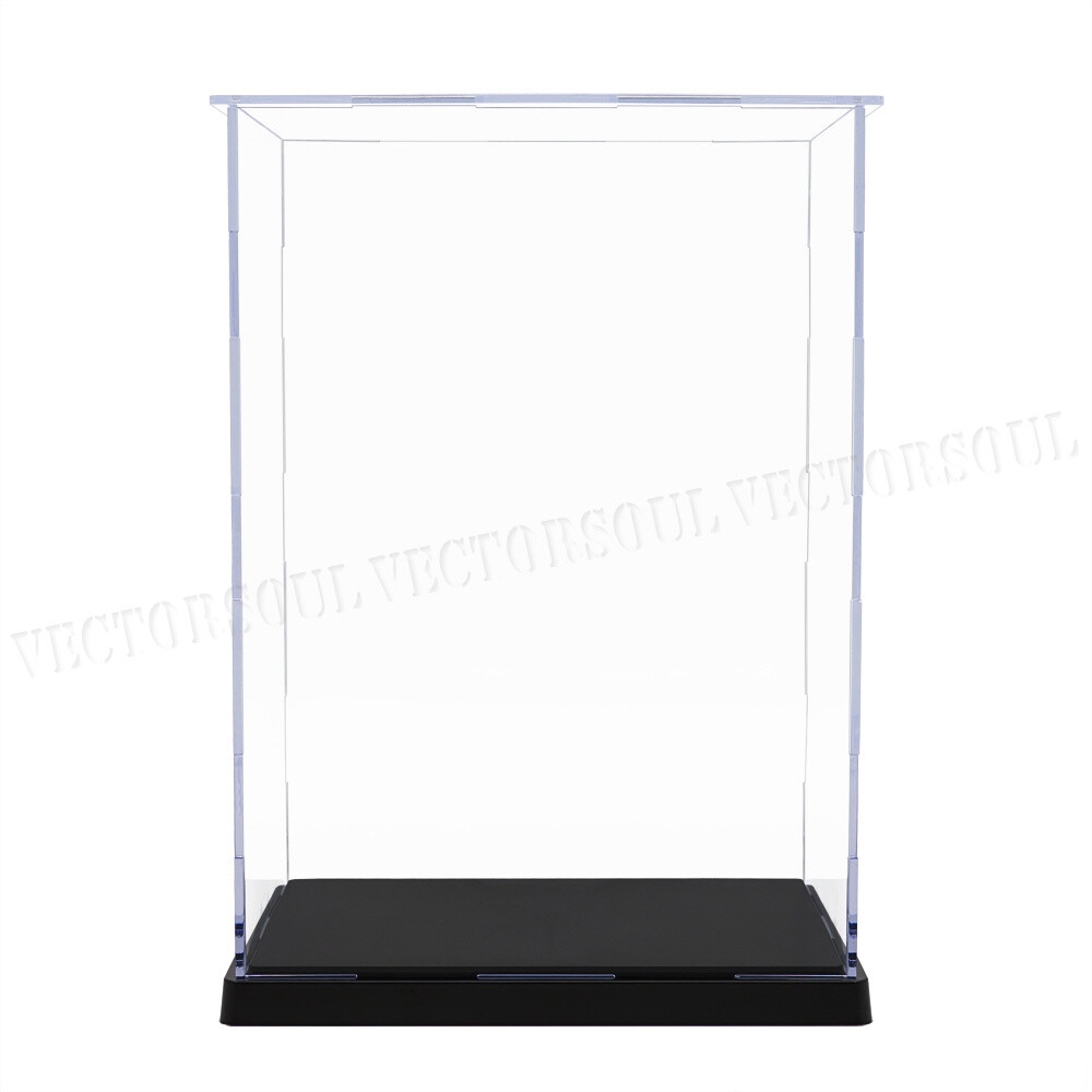 US Perspex Clear Acrylic Display Case 10.3in H Box Plastic Base Dustproof Figure