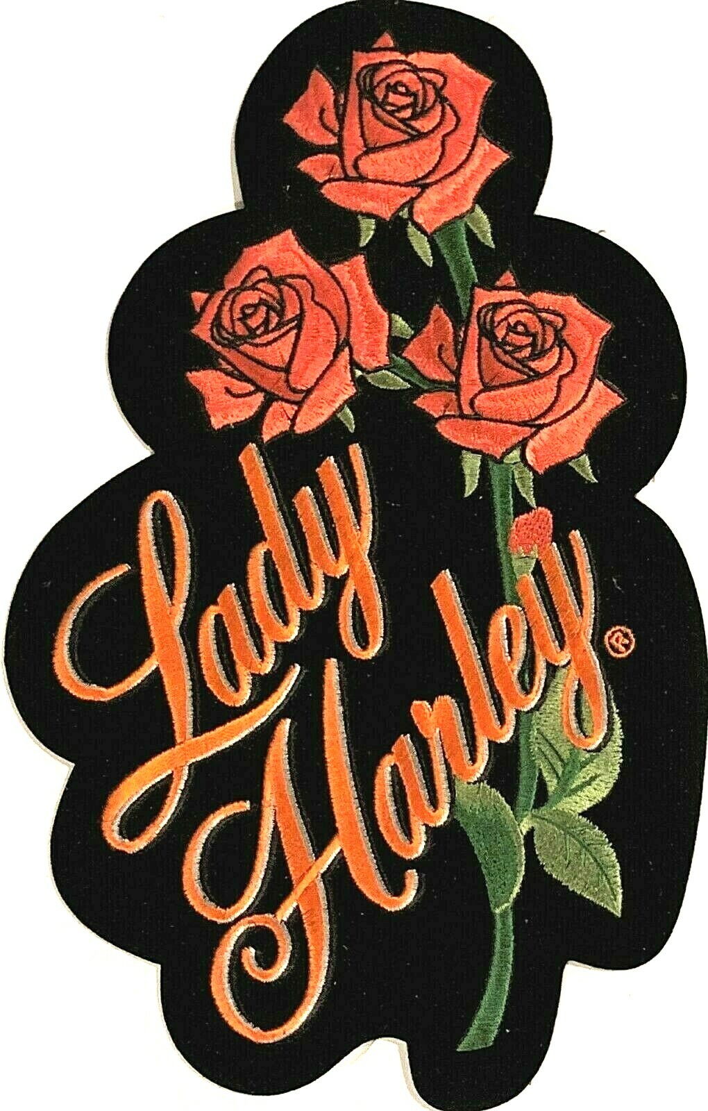 Harley Davidson® Lady Harley Roses Motorcycle Embroidered Ex Large Emblem Patch