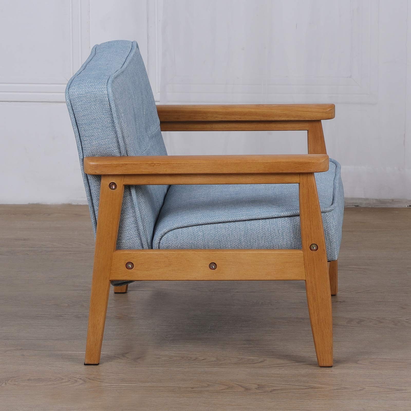 Children Armchair, Single Kid Sofa Chair with Solid Wood Structure and Linen ...