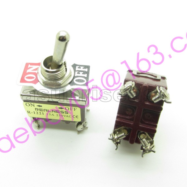 Heavy Duty Toggle Switch DPST 4 Screw Terminal ON-OFF 2 Position 12mm 15A 250V
