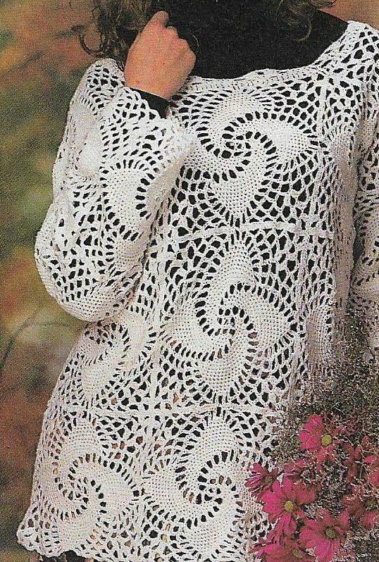 PINWHEEL LACE PULLOVER SWEATER WOMEN'S DIGEST SIZE CROCHET PATTERN INSTRUCTIONS