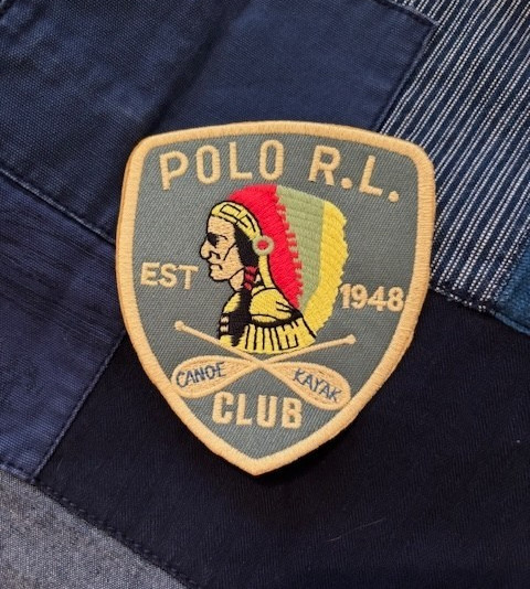 NEW  Polo Ralph Lauren  Rugby Indian Chief Head Canoe Kayak Club Aztec Sew patch