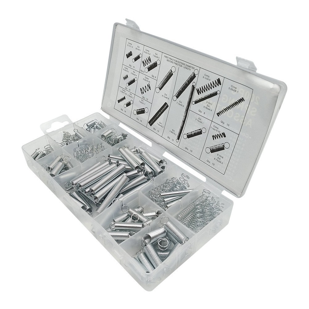 200 PCS Metal Compression and Tension Spring Set for Mechanical Devices
