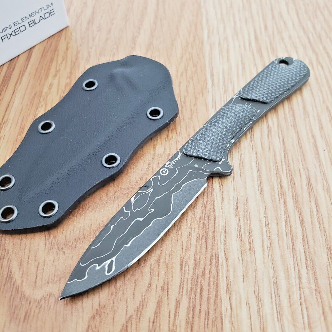 Civivi Mini Elementum Fixed Knife 2.25" Damascus Steel Full Blade Micarta Handle
