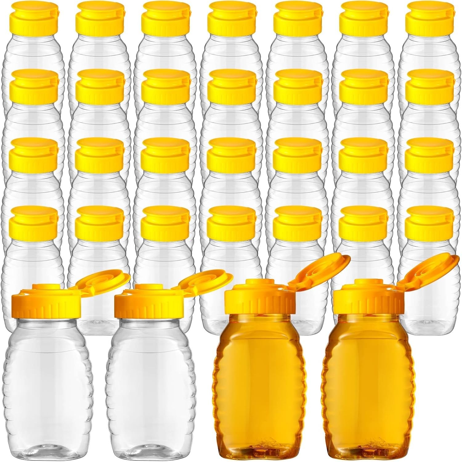 32 Pieces 5 oz Clear Plastic Honey Bottles Squeeze Honey Containers Jars Empty
