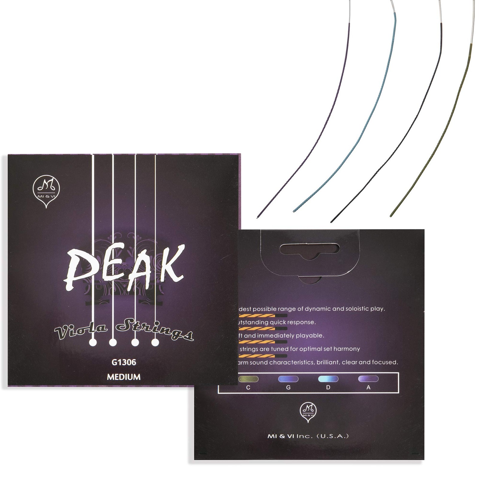 PEAK Viola Strings 16.5" - Synthetic Core Pure Silver Ball-End