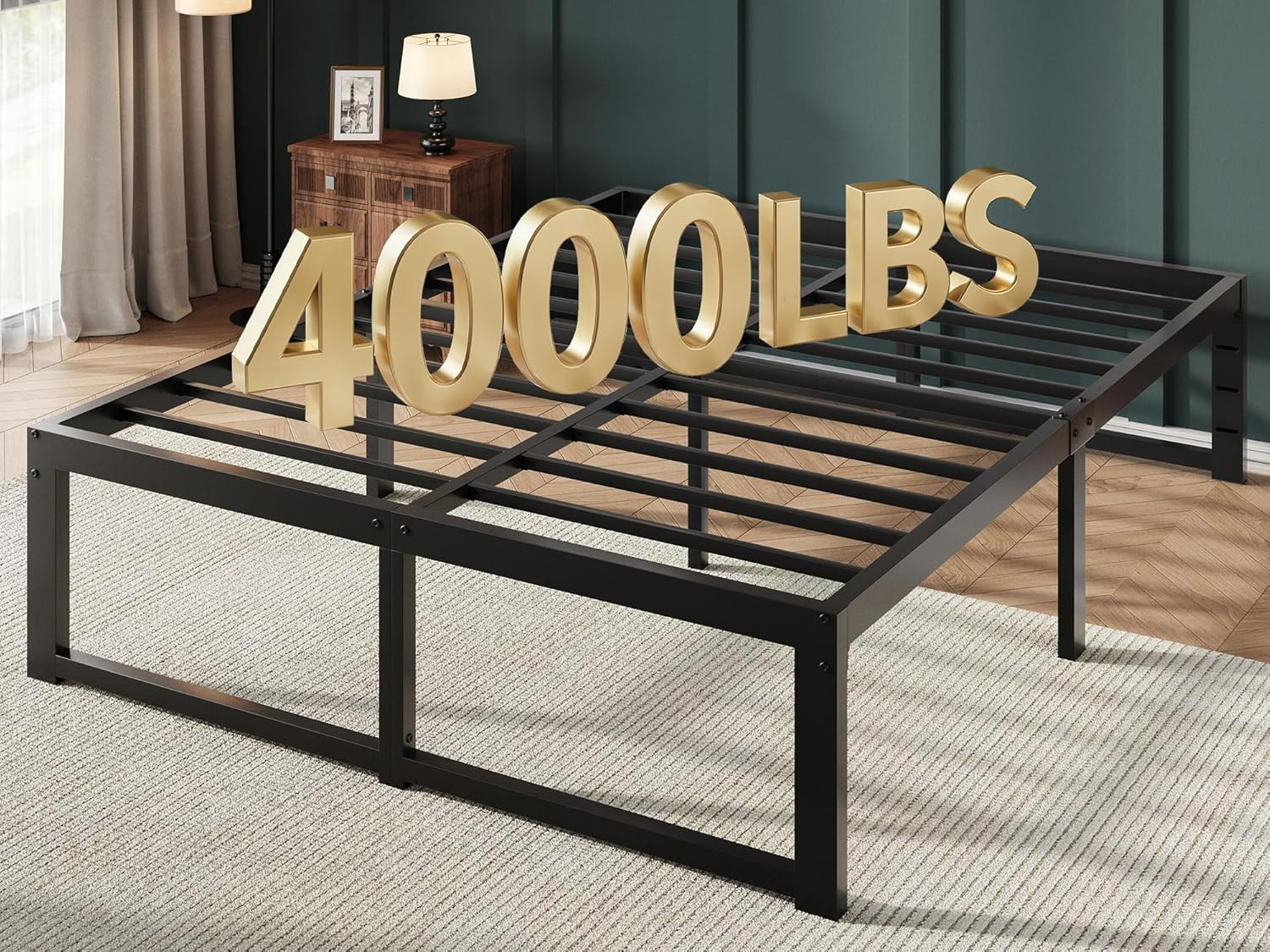 Queen Bed Frame, 14 Inch Metal Platform Bed Frame with 4000LBS Heavy Duty Steel