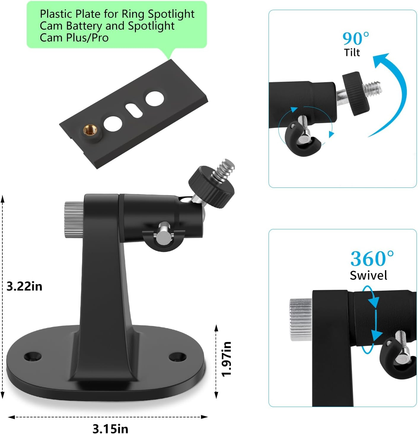 2Pack Adjustable Mounting Bracket for Spotlight Cam Plus/Pro (Battery) and Stick