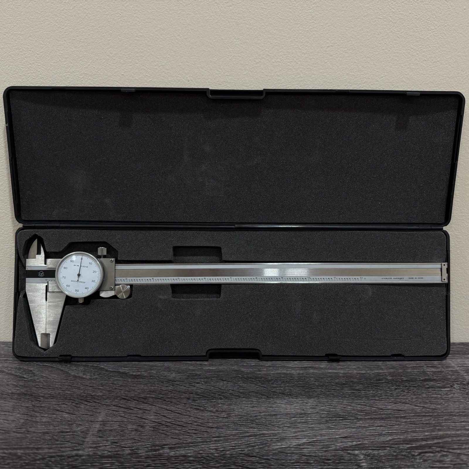 12” Dial Caliper 0-12 in - Shock-Proof - 0.001” Resolution with Case