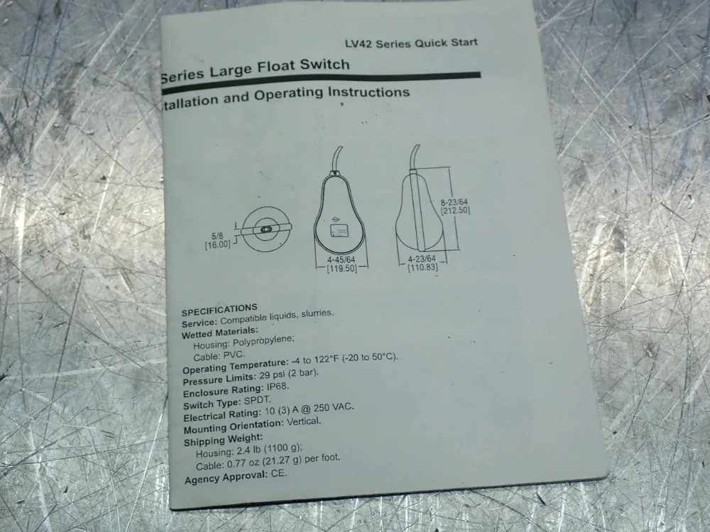 SWITCH-TEK™ LV42-7501 HIGH-TEMP FLOAT LEVEL SWITCH 11250310475