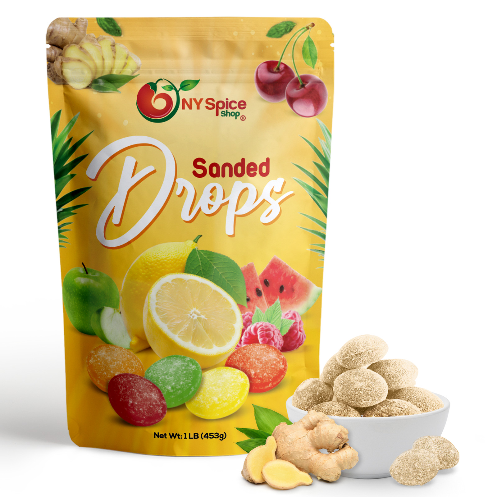 Sanded Ginger Drops - Boiled & Hard Sweets - Candy - by NY Spice - FREE SHIP