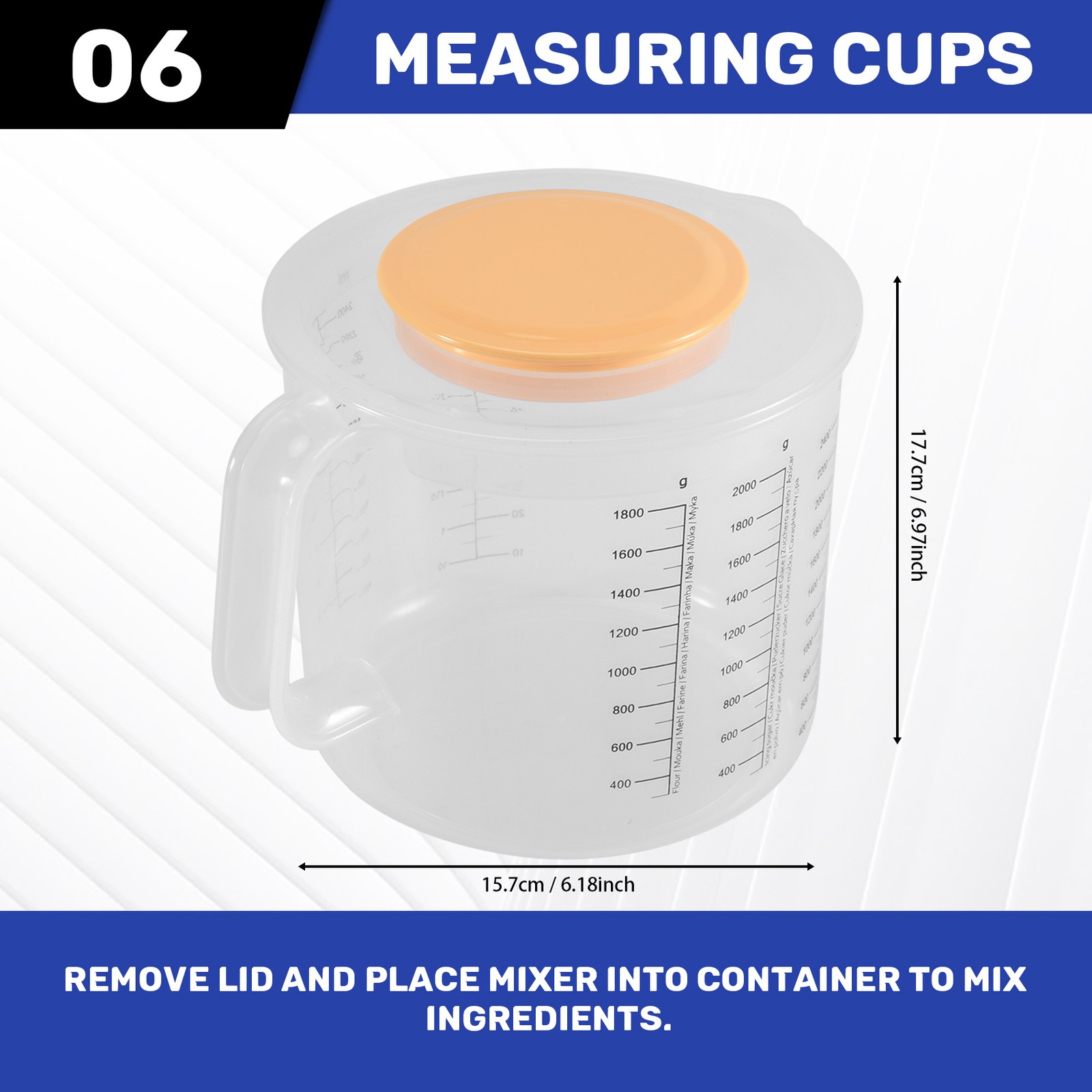 Plastic Ounce Measuring Cups and Mixing Pitcher for Baking with Lid Liquid5917