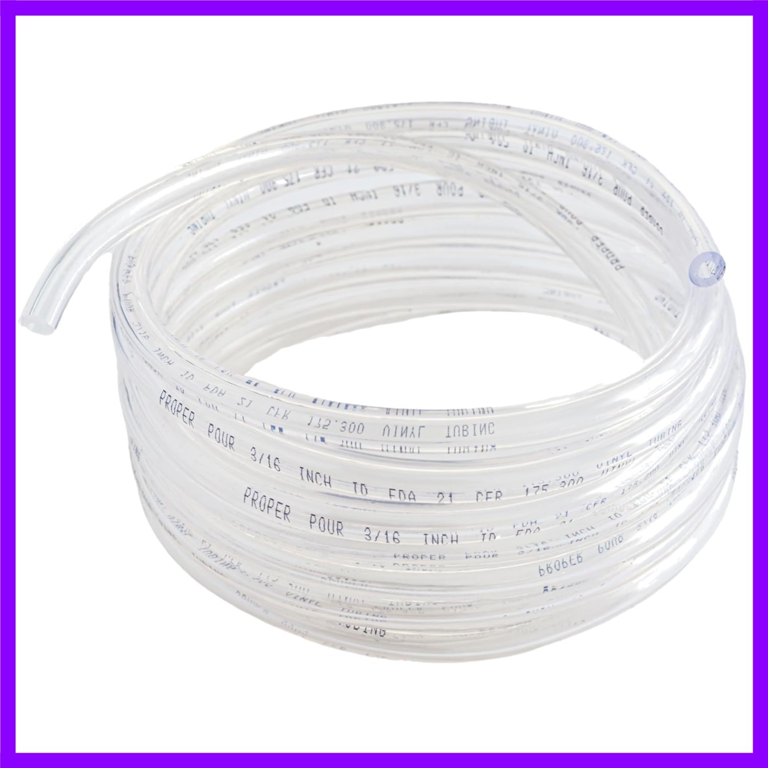 Clear Vinyl Tubing Food Grade PVC 5/16 ID 7/16 OD 25 Ft Beer Line Hose