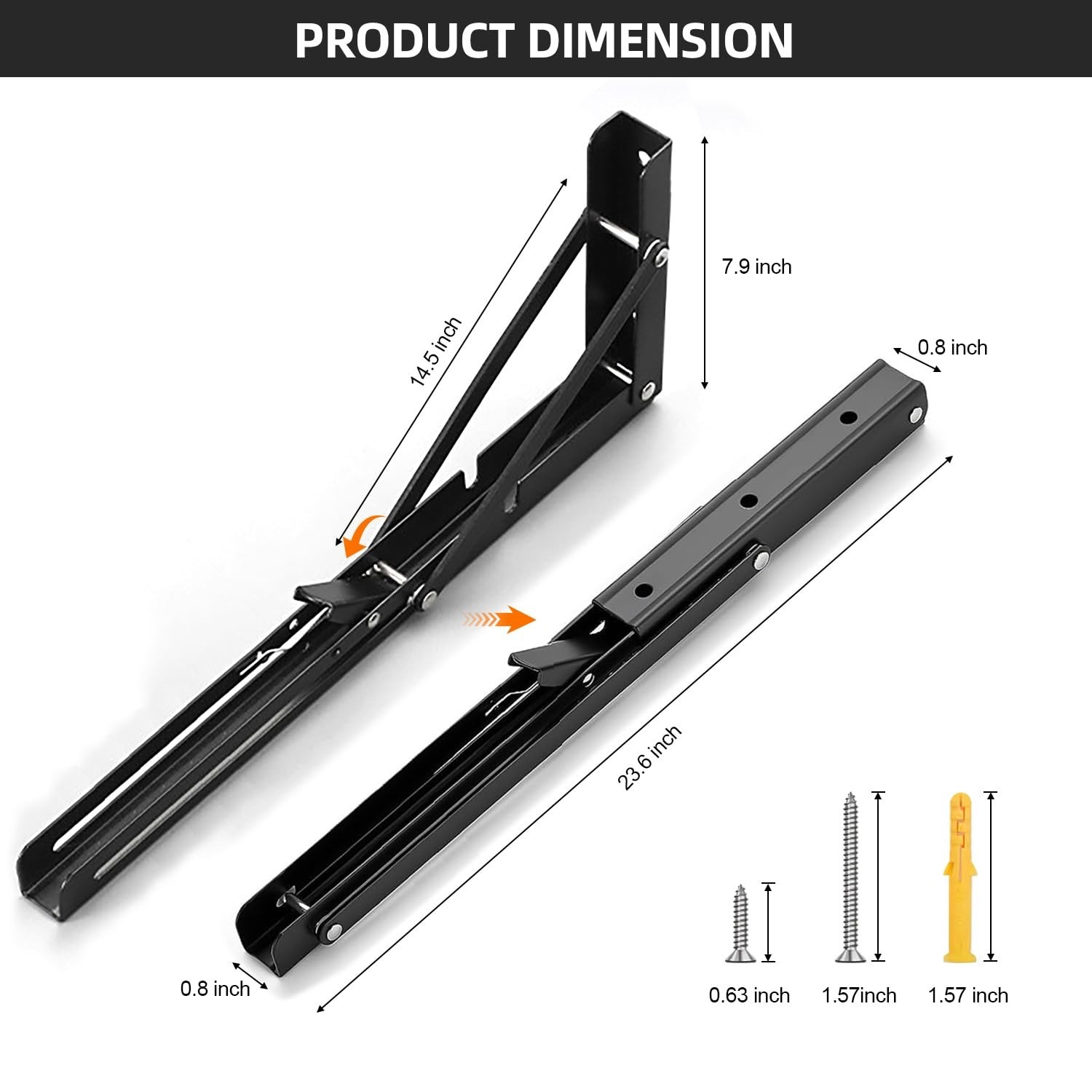 Folding Shelf Brackets 24 inch Foldable Shelf Bracket Heavy Duty Collapsible ...
