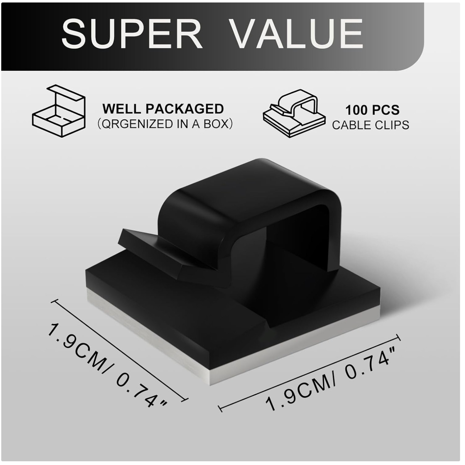 Multi-Purpose Adhesive Cable Holders - Black, 100PCS