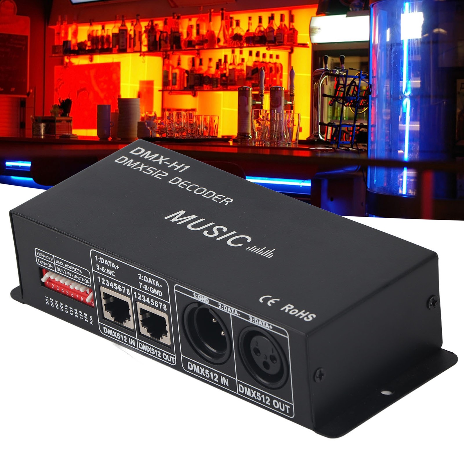 3 Channel DMX Decoder Adjustable RGB Dimming LED Controller For Bars Hotels