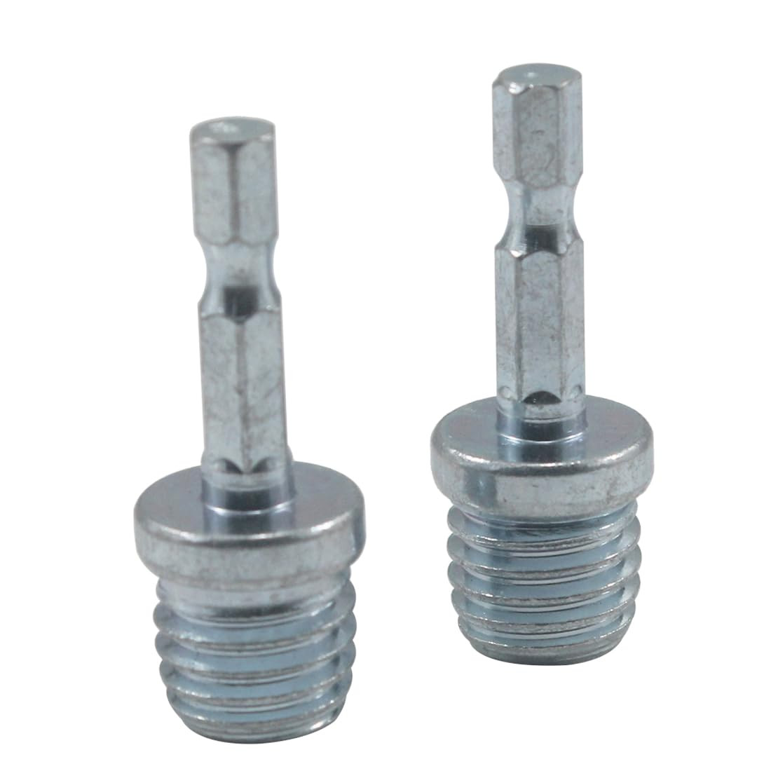 2 Pcs 5/8"-11 Male Thread to 1/4" Hex Shank Drill Adapter, 5/8”-11 UNC Thread to