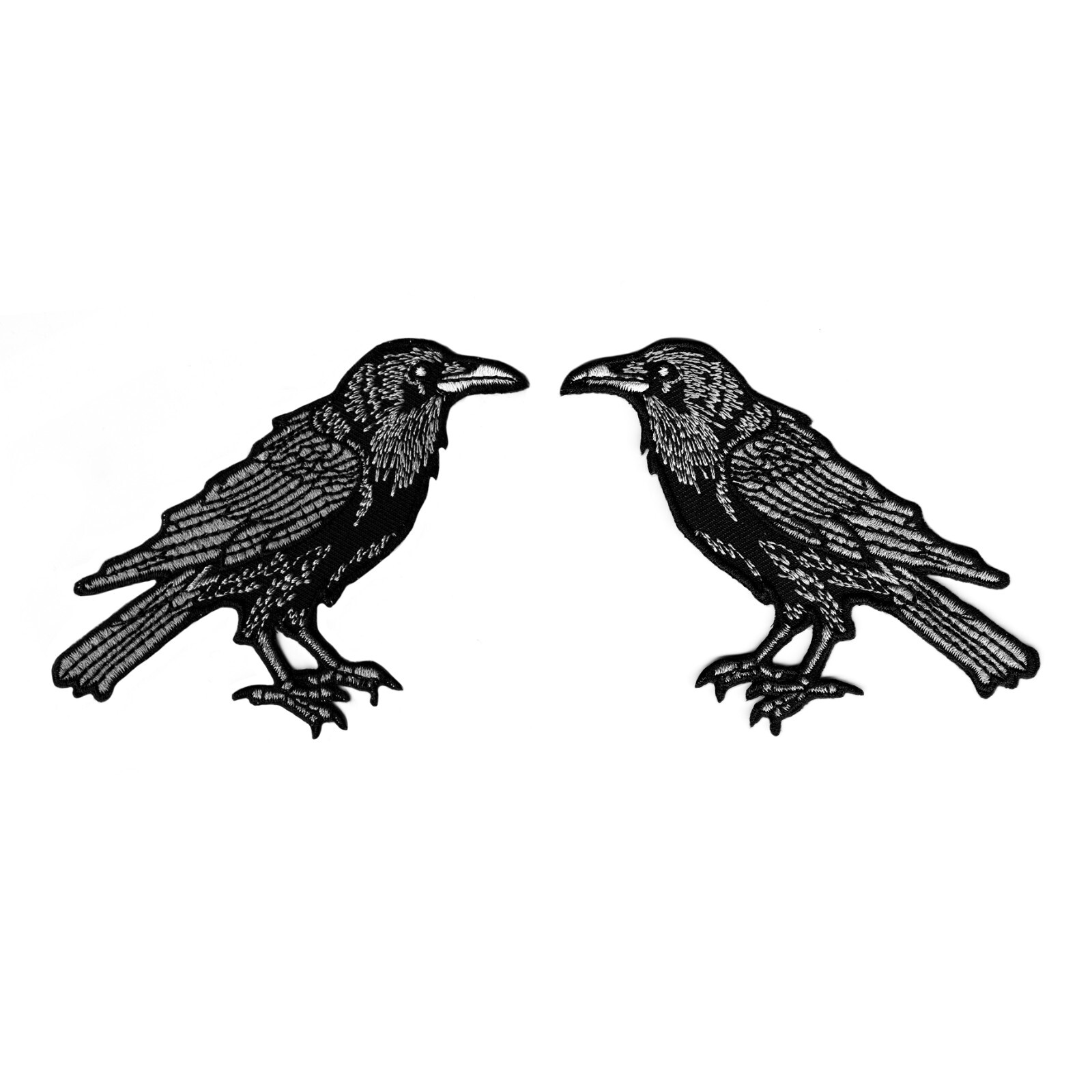 Raven (2 Pack) Embroidered Iron-On Patch – Gothic Crow Bird Exclusive Design