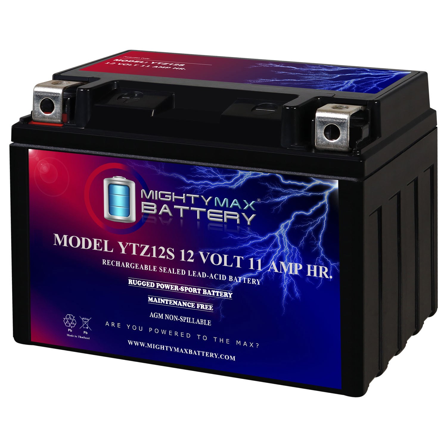 Mighty Max YTZ12S 12V 11AH Battery for Honda 250 NSS250 Reflex 2001-2009