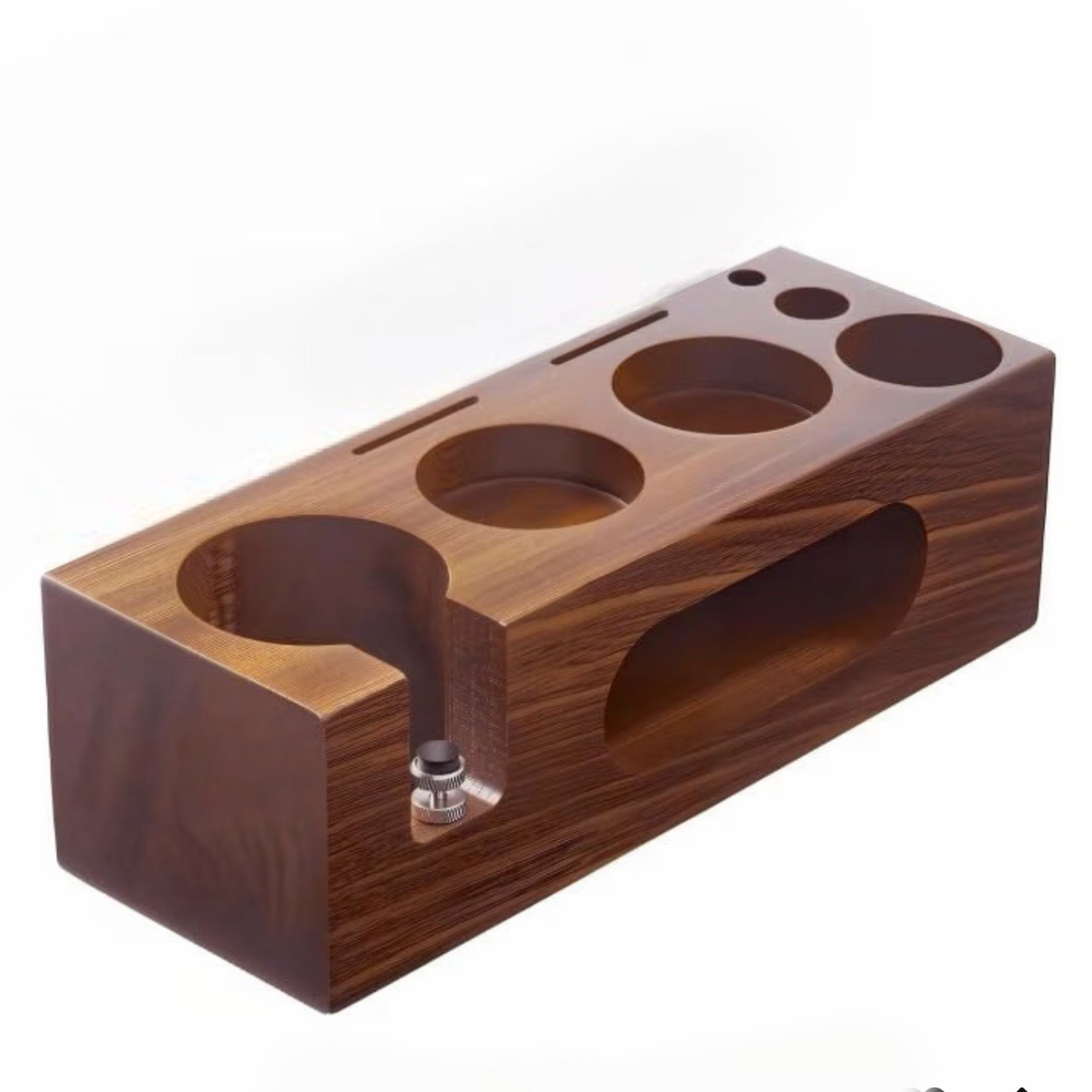 Teyearlife Wood 3 Holes Coffee Machine Espresso Tamper Station Stand No Mats