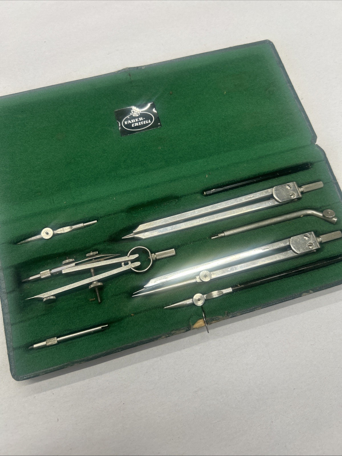 Vtg 1950s Drafting Set Faber-Castell 71/39 w/ Case Drawing Instrument Compass