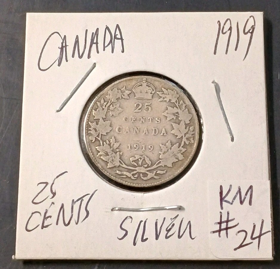 Canada 1919  Silver 25 cents (KM.#24)