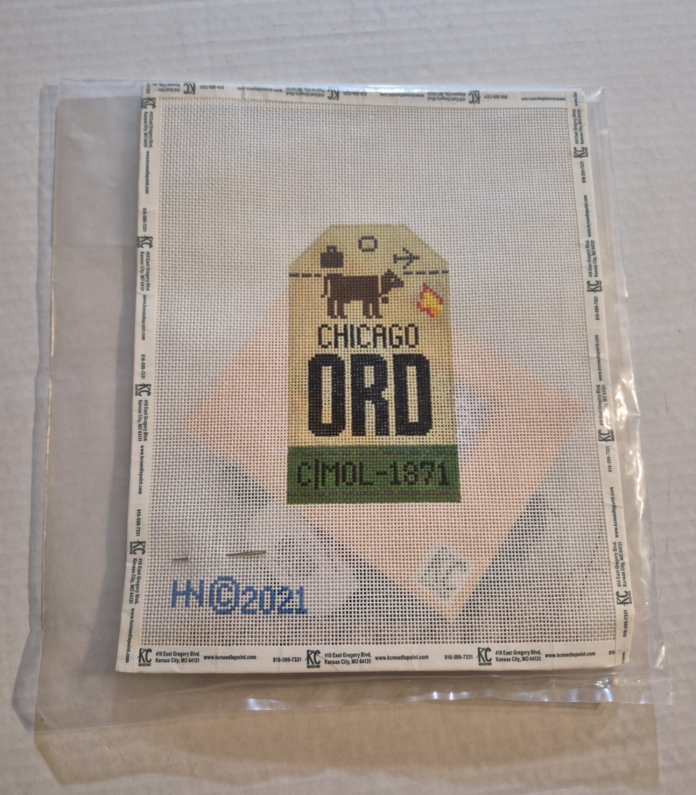 Chicago Vintage Travel Tag Canvas W/threads