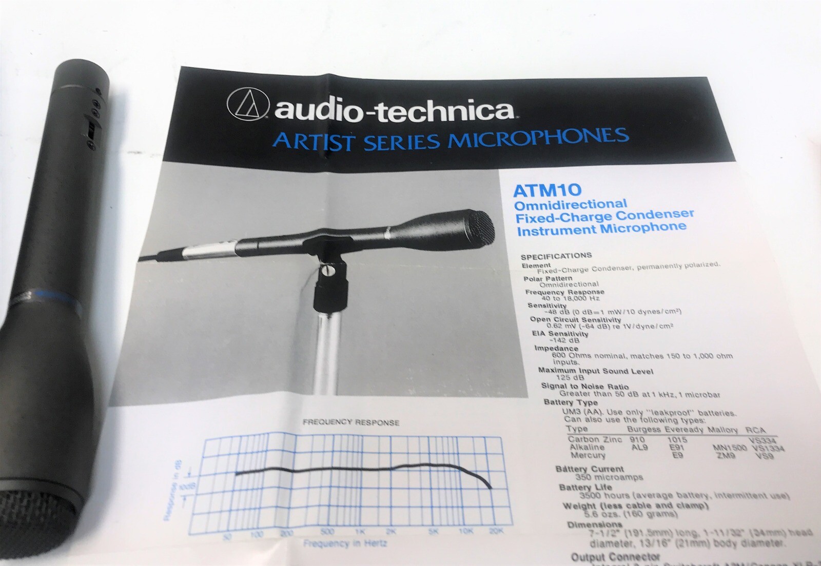 AUDIO TECHNIA ATM10 OMNIDIRECTIONAL INSTRUMENT MICROPHONE NOS!