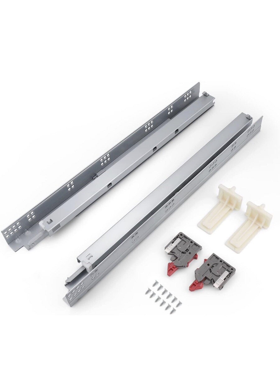 1Pair 21" Soft Close Drawer Rails Full Extension Locking Device Included