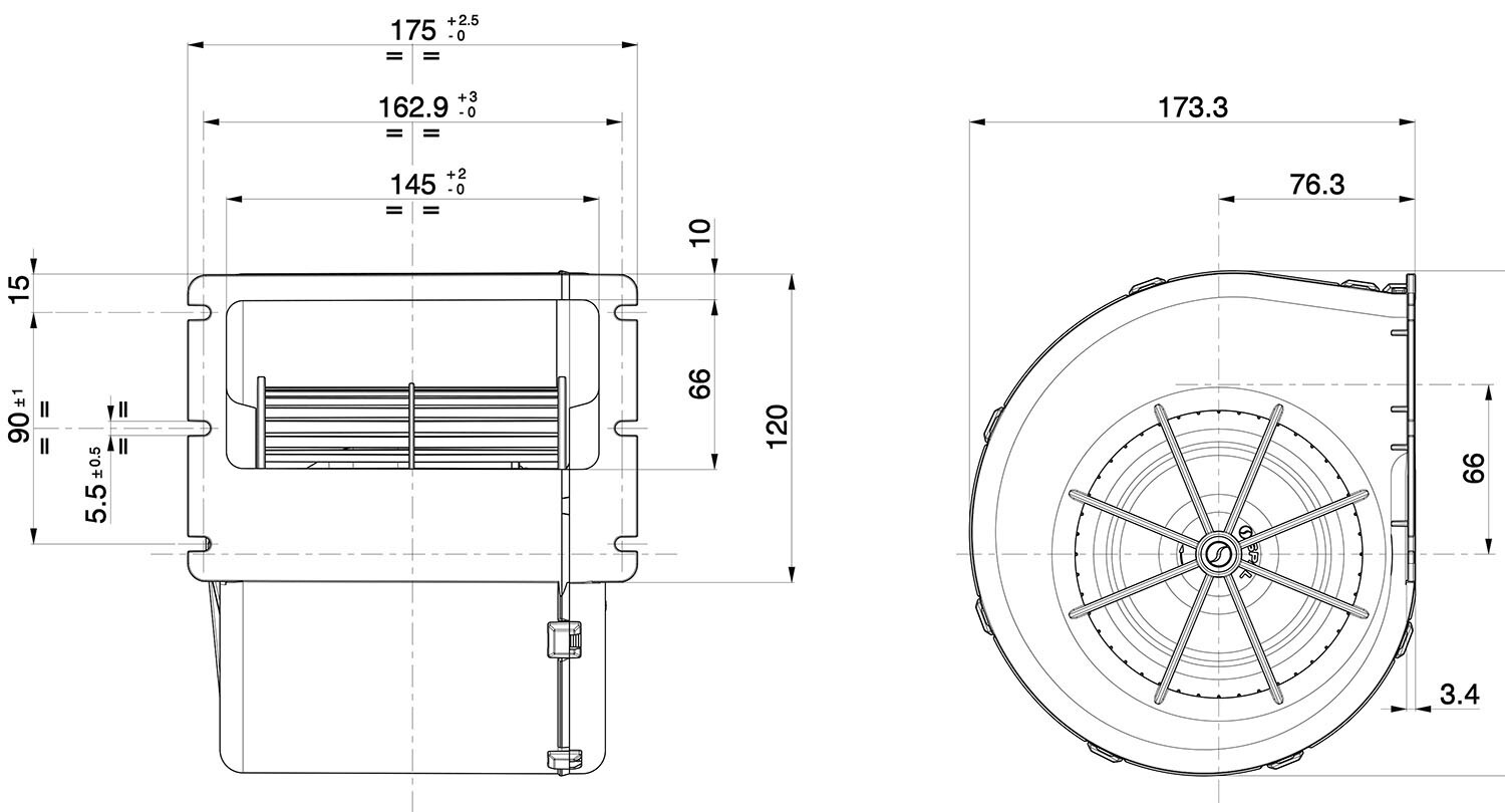 007-A42-32D - SPAL Centrifugal Blower - Single Speed - 12v