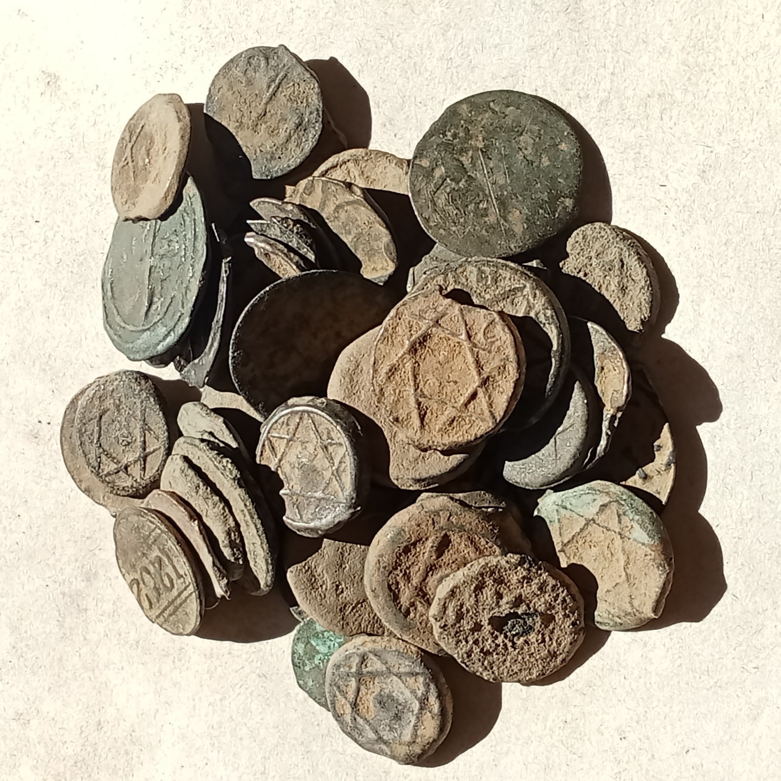 ANCIENT JEWISH RANDOM 20 COINS  STAR OF DAVID KING SOLOMON ERA RARE ARTIFACT