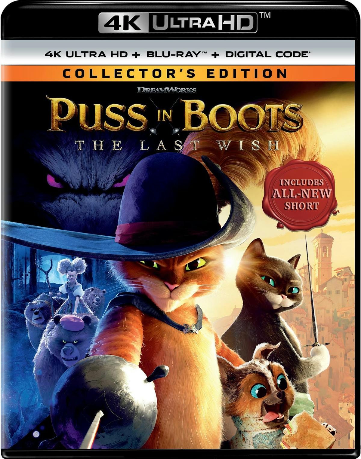 Puss in Boots The Last Wish 4K UHD Blu-ray Antonio Banderas NEW