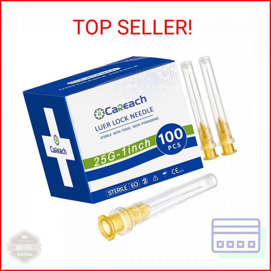 Careach 100pcs 25 Gauge 1inch Needle for Industrial Lab Accessories, Measuring a
